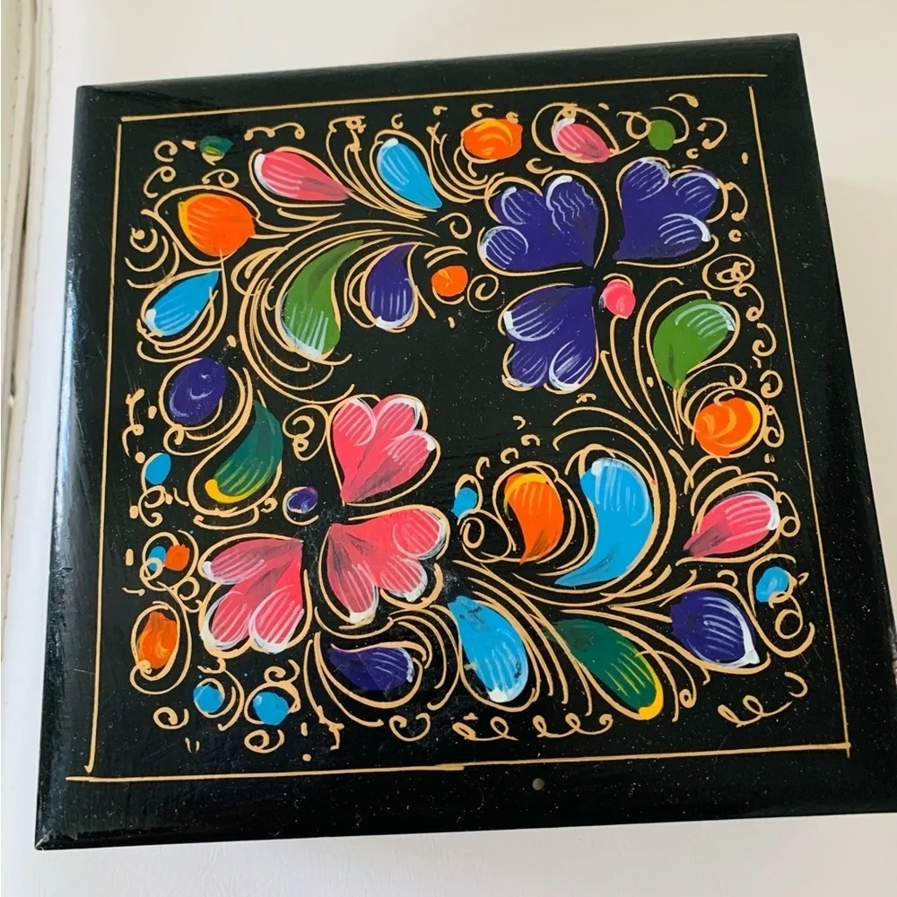Hand painted wooden box
